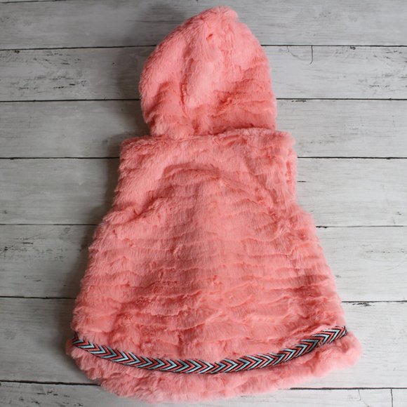 Little Lass Baby Girl Faux Fur Jacket Toggle Vest Size 0 3 Months - Picture 4 of 5